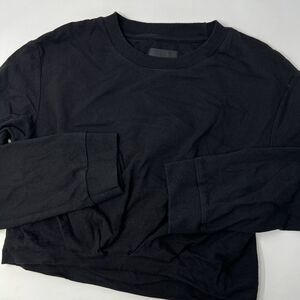 RtA Brand Jesse Tee Women's Small Black Long Sleeve Cropped Front Pleated Detail